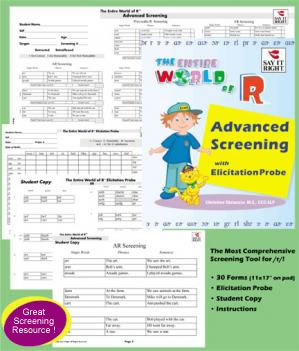 The Entire World of R Advanced and Single Word Screening Complete Kit Contains EWR-037 -Stimulus Book and EWR-037R (record forms) Plus EWR Single Word Screening Pad with Cards!