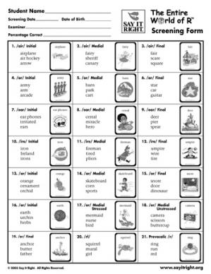 The Entire World of R Single Word Screening Form (Digital Download)